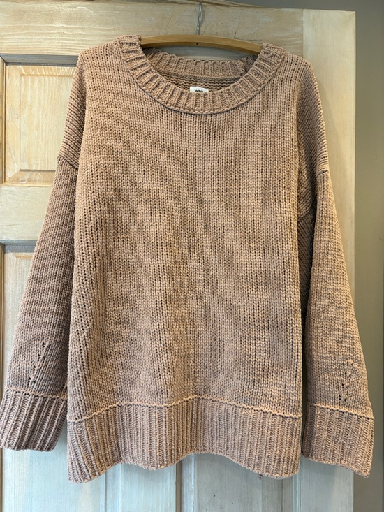 aerie Sweaters - aerie Like Candy Cozy Crewneck Tan Chenille Sweater Size L